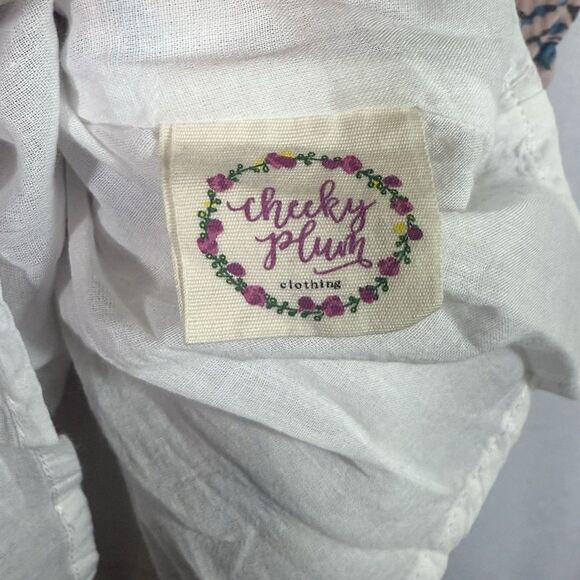 Cheeky Plum Pale Pink Blue Leaf Abstract Tassel Gauze Tunic Dress Girls 5T Lined - Picture 10 of 11